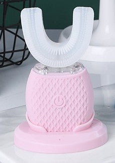 U Shape Cold Light Automatic Toothbrush - Pink_1